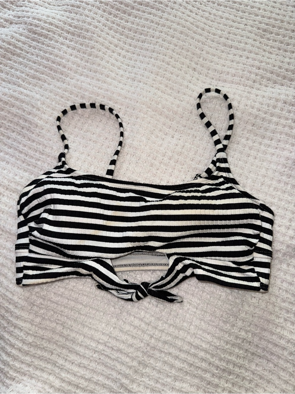 Target Black & White Striped Tie-Front Bikini Top